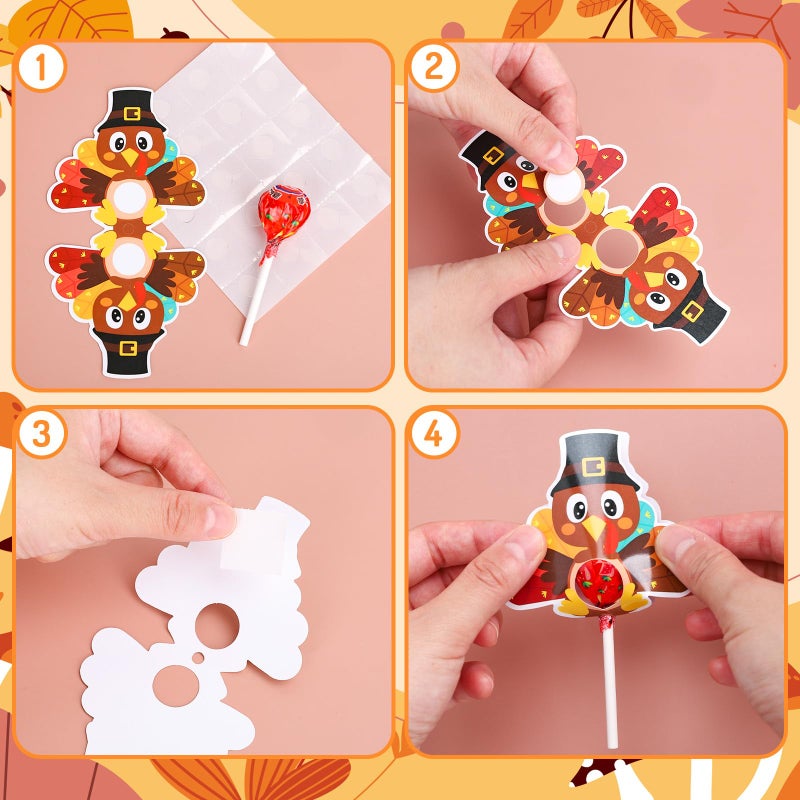 وولاين Whaline 48 جهاز كمبيوتر شخصى الشكر تركيا مصاصة بطاقات ورقية الكرتون تركيا حاملي الحلوى مع نقاط الغراء الخريف الخريف السكر رغيف الحلوى التفاف الديكور لمستلزمات الحفلات - Image 3